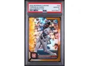 2022 Bowman Chrome Gold Refractor Yordan Alvarez #36 /50 PSA 10
