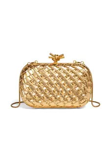 New Luxury Hand-Woven Chain Clutch Bag, Fashion Evening Commuter Box Bag, Single Shoulder Crossbody Bag, Elegant Handbag, Handwoven Clutch Purse