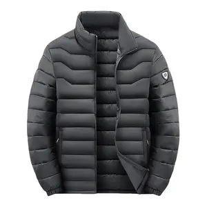 Men's Black Quilted Puffer Jacket - Lightweight, Stand Collar, Fashionable Winter Coat
