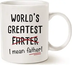 Funny Best Dad Coffee Mug, World's Greatest F, I Mean Father, Best Cute Birthday Gifts for Dad Cup White