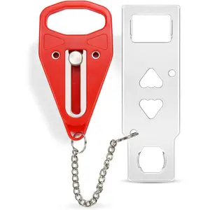 Portable Door Lock Extra Lock for Additional  and Safety in , Hotel, Apartment, AirBNB - Red
