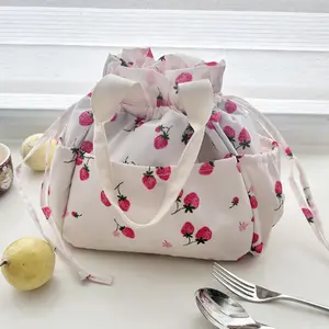 Strawberry Drawstring Lunch Bag for Everyday Use