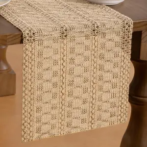 Boho Table Runner 36 inches Rustic Burlap Macrame Jute for Coffee Table Bedroom Living Room Home Decor Farmhouse Style Parties
