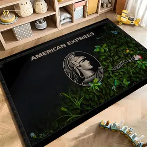 Amex American Black E-Express Floor Mat Soft Flannel Doormat Non-Slip Absorbent Floor Rug for Kitchen Bathroom Doorway Entrance Living Room Home Decor Modern Stylish Mat Multiple Sizes Available