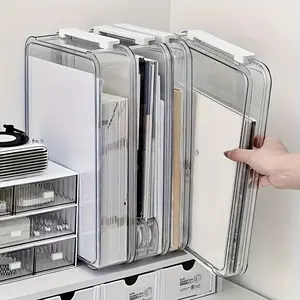 Transparent Document Storage Box, 1 Count A4 Certificate Organizer with Lid, Files Organizer, Durable Pet Material for Home and Office Use, Space-Saving Solution for Students