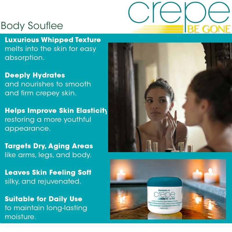 Dermactin Crepe Be Gone Classic Body Souffle - New Larger 12 Ounce Jar - Ultra-Hydrating Skin Firming Cream for Crepey Skin Repair & Comfort - Moisture
