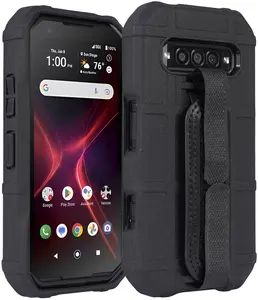 Nakedcellphone Handy Series Compatible with Verizon Kyocera DuraForce Pro 3 Case, Tactical Rugged Shield Protective Cover with Removable Hand Strap