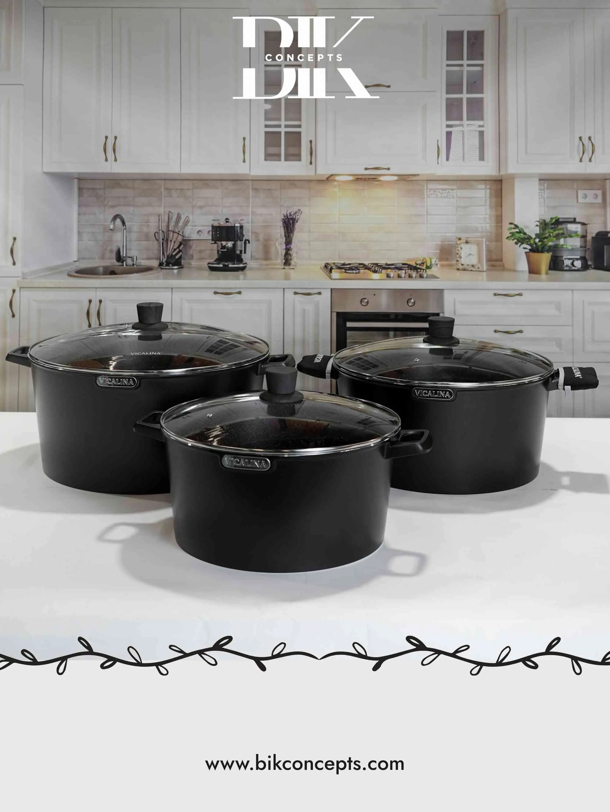 Matte Black Casserole Set – 6-Pc Heavy Duty Aluminum Cookware