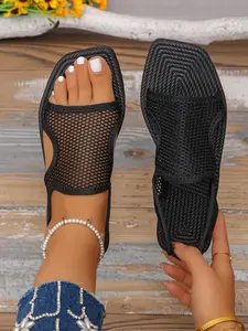 Women's Fashionable Mesh Breathable Sandals, Casual Comfortable Flat Sandals for Beach, Fashionable Shoes for Daily Wear, Girl