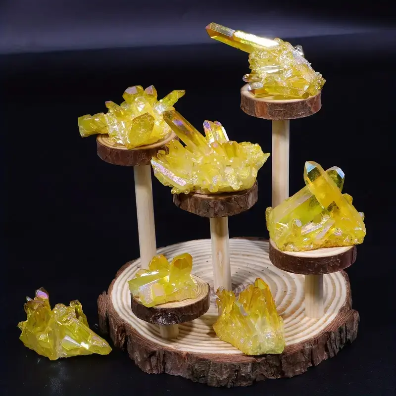 80-100g Raw Angel Aura Yellow Citrine Crystal Geode Quartz Cluster Specimens Healing Reiki Home Ornaments Collections