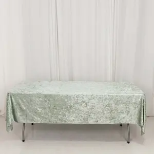 Premium Crushed Velvet Rectangle Tablecloth 60"x102" Sage Green - Soft Textured Feel Reusable Table Cover