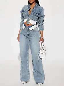 Nori Denim Washed Pant Set - Medium Wash