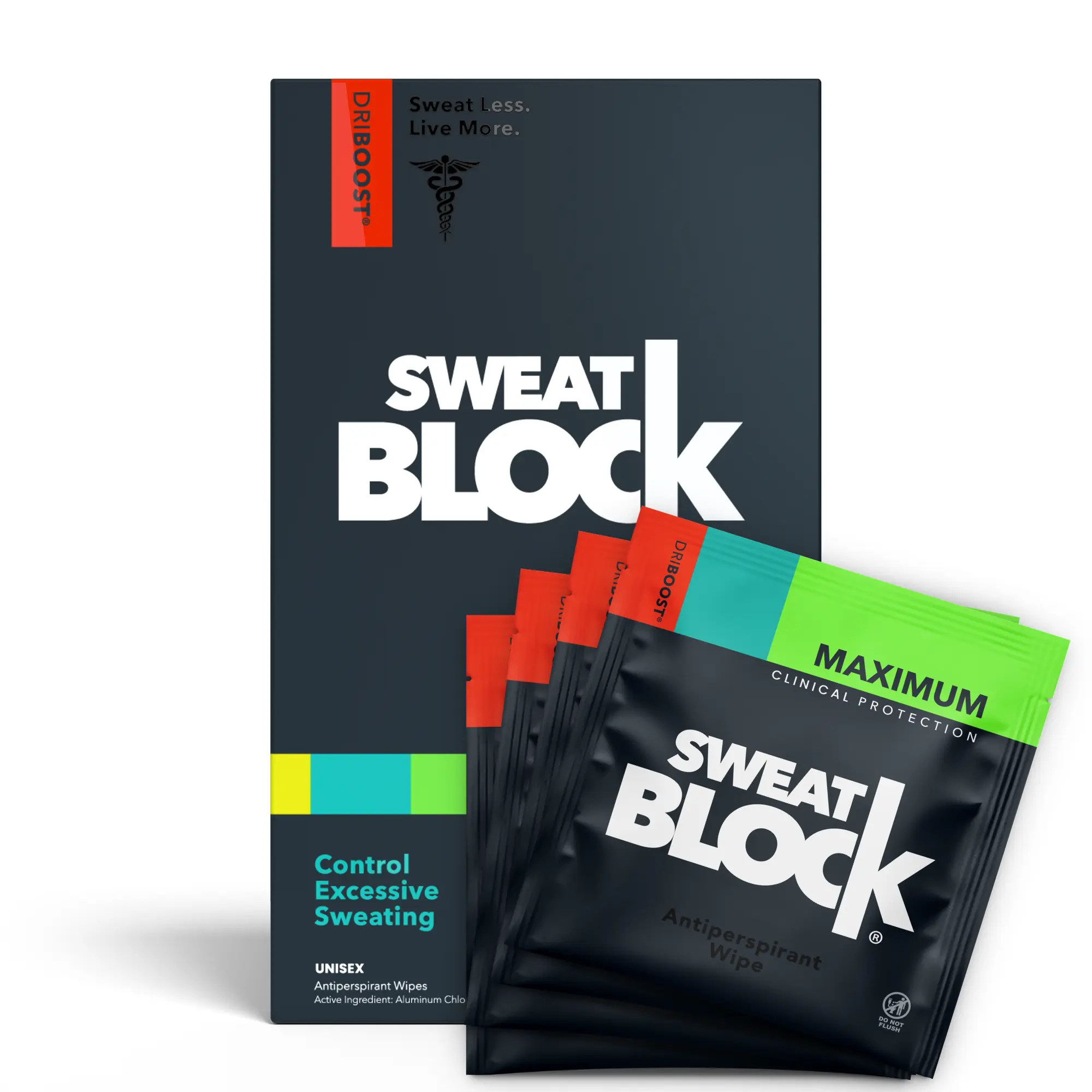 Sweatblock Clinical Strength Antiperspirant Wipes for Hyperhidrosis, 7-Day Sweat Protection, Excessive Underarm Sweating Treatment, Prescription Strength Sweat Blocker for Men & Women, Travel Size Sweat Pads
