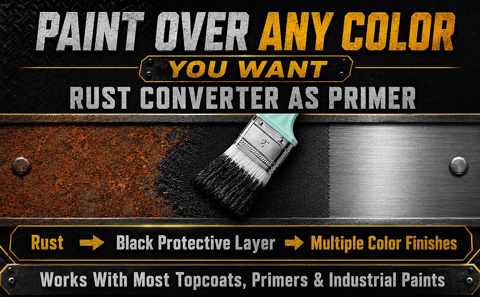 2-in-1 Rust Converter & Metal Primer Liquid, Excellent Rust Conversion Water-Based Inhibitor, Durable Coating for Automotive/Motorcycle Metal, UV-Heat Resistant Long-Lasting Protection, Uv Resistant