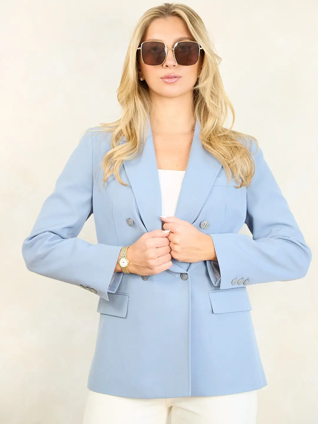 ZIDA Women's Solid Button Stitched Lapel Collar Single Breasted Business Blazer – Elegant Business Suits Outerwear for Work Office Business, Minimalist Ladies Spring & Fall Clothes Womenswear Solid Color Blazer