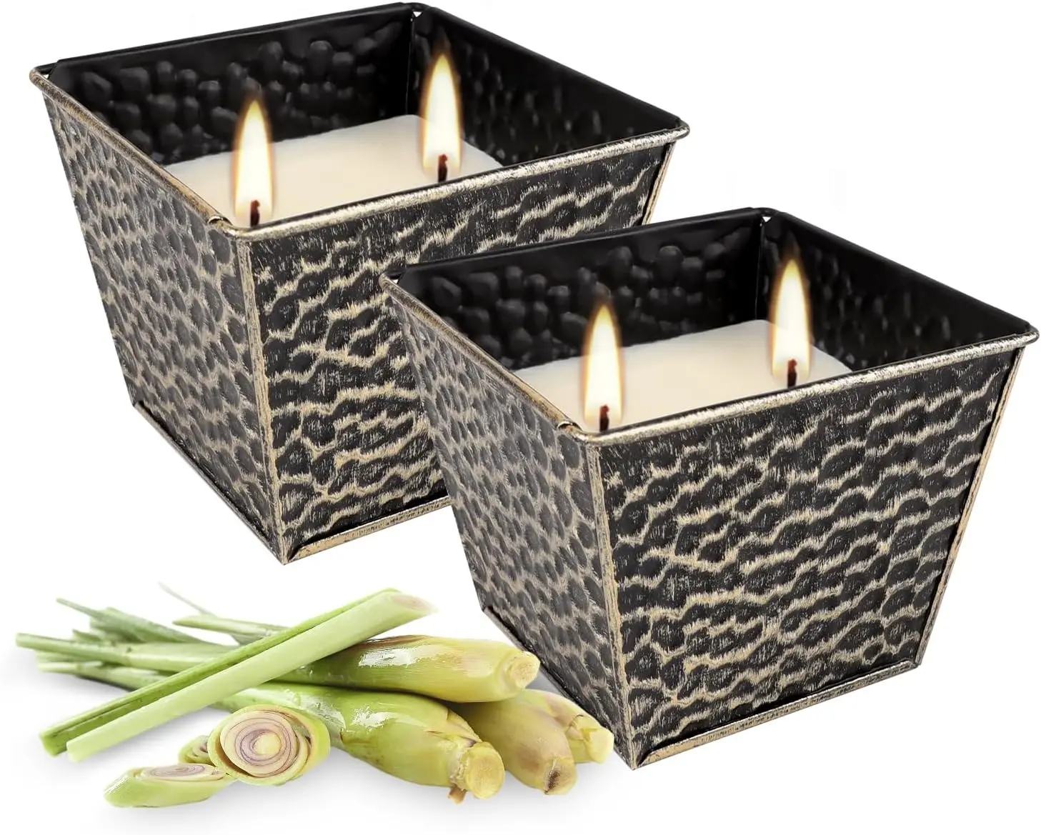 2Pcs 12oz Citronella Scented Candles 50H Long Lasting 2-Wick Bulk Candle for Indoor Outdoor Home Decor Garden Party Backyard Camping