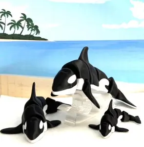 3pcs 3D Printed Orca, 3 pcs Articulated Orca Whale, Sea Animal Decor, Executive Desk Toy, Fidget Toy for ADHD/Autism Toy Decoration Set Magical