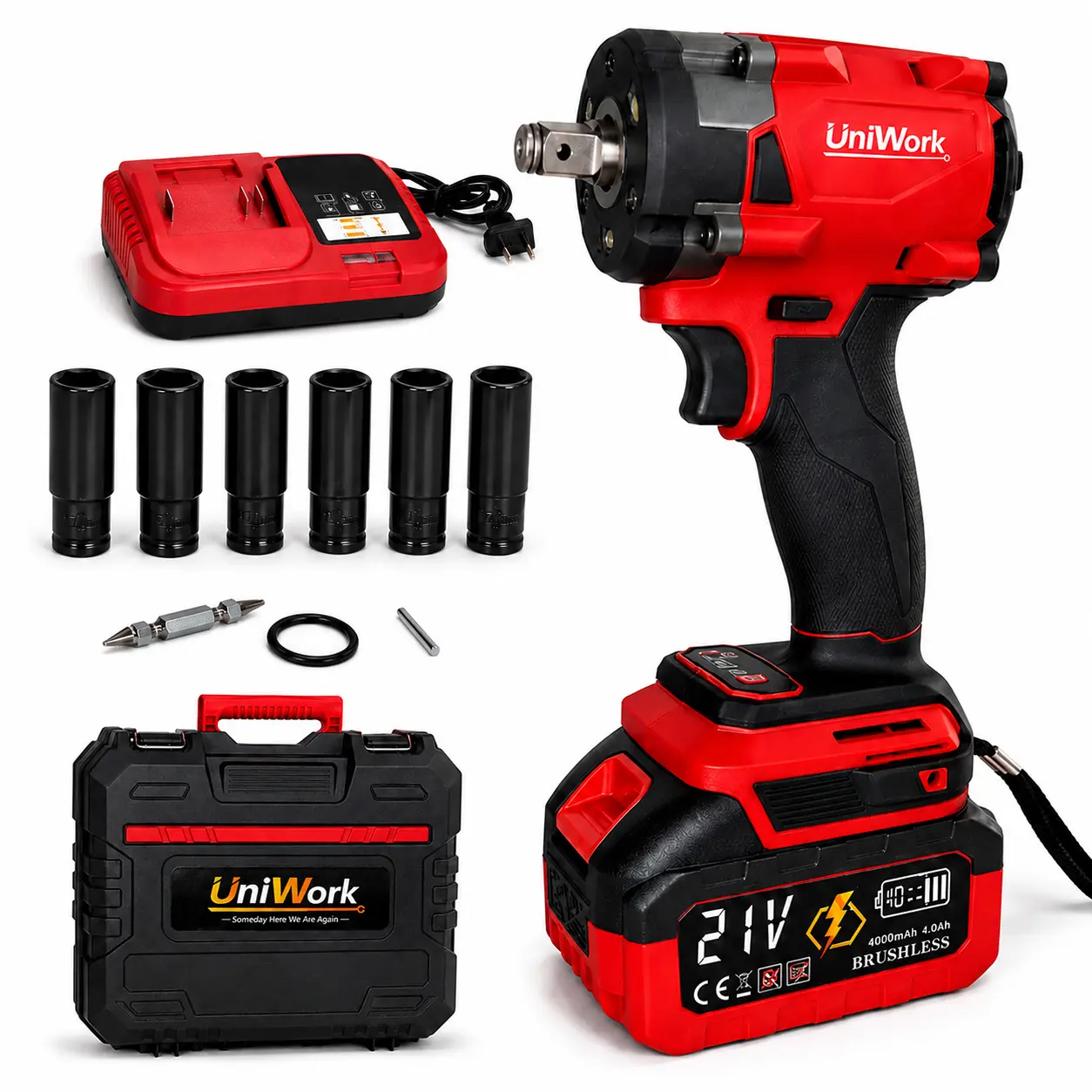 3-in-1 Cordless Brushless Impact Wrench Kit, 1/2" Electric Impact Gun with 4.0Ah Batteries & Fast Charger, High Torque Power Tool for Tire Removal, Auto Repair, Garage & Home DIY nut car