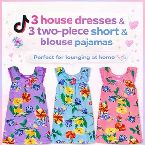 6-Piece Women’s Sleepwear Pack – Includes 3 short two-piece pajama sets and 3 nightgowns. Assorted colors and sizes from M to XXL. You can request your preferred size by leaving a note to the seller at checkout.