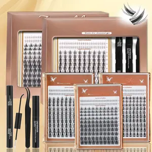 DIY Lash Extension Kit with Lower Lashes, 8-18mm Mix Length Cluster Lashes with Bond, Seal, Remover & Tweezers, Beginner-Friendly (Maple leaf / Dense type) Eyelashes Makeup Cosmetic