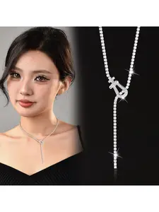 Horseshoe buckle Zirconia chain temperament necklace women's Korean version fashion diamond chain collarbone chain full diamond pendant