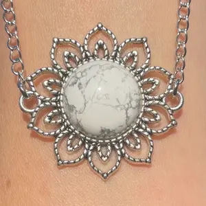 Howlite Crystal Flower Necklace natural gemstone #handcrafted