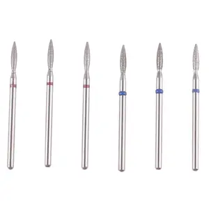Flame Shape  Cuticle  Drill Bit Set, 6 count Pro Manicure Drill Bits for  Prep, 3/32 Shank efile Bit(Fine+Medium)