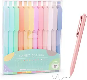 WY WENYUAN 12-Pcs Pastel Retractable Ballpoint Pens, Medium Point 1.0 mm, Comfortable Writing Pens for Women, Office Supplies