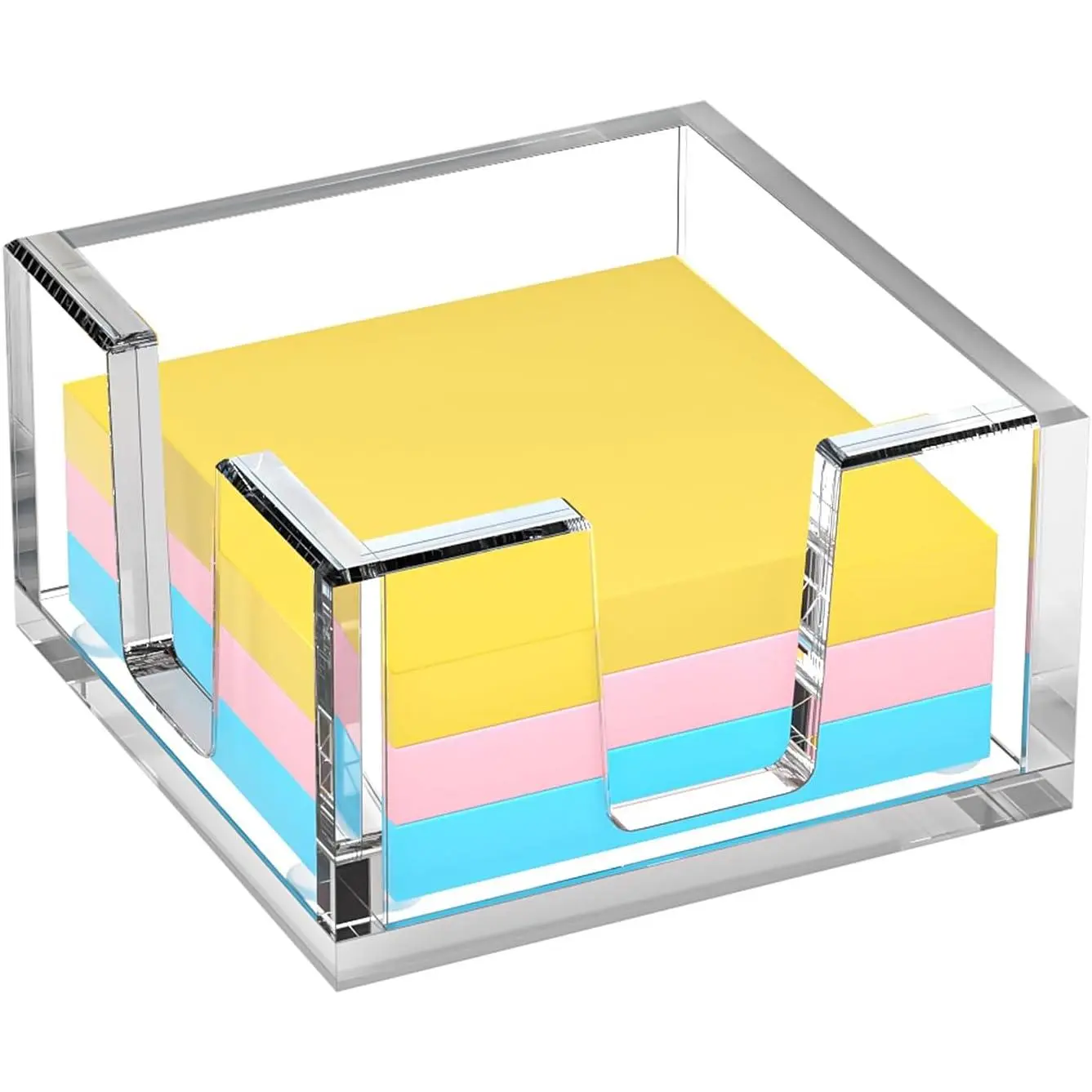 Acrylic Sticky Note Holder, Self-Stick Note Pad Holder W/O Pads - Note Dispenser Memo Pad Holder Desk Organizer for School Office Home (3''x3'' Clear)
