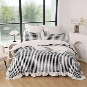 Heavy industry craftsmanship jacquard checkered printed pattern soft and durable bedding duvet cover set, including 1 duvet cover and 2 pillowcases, without duvet core and pillow core, suitable for children or adults as gifts, modern style fashionable bed
