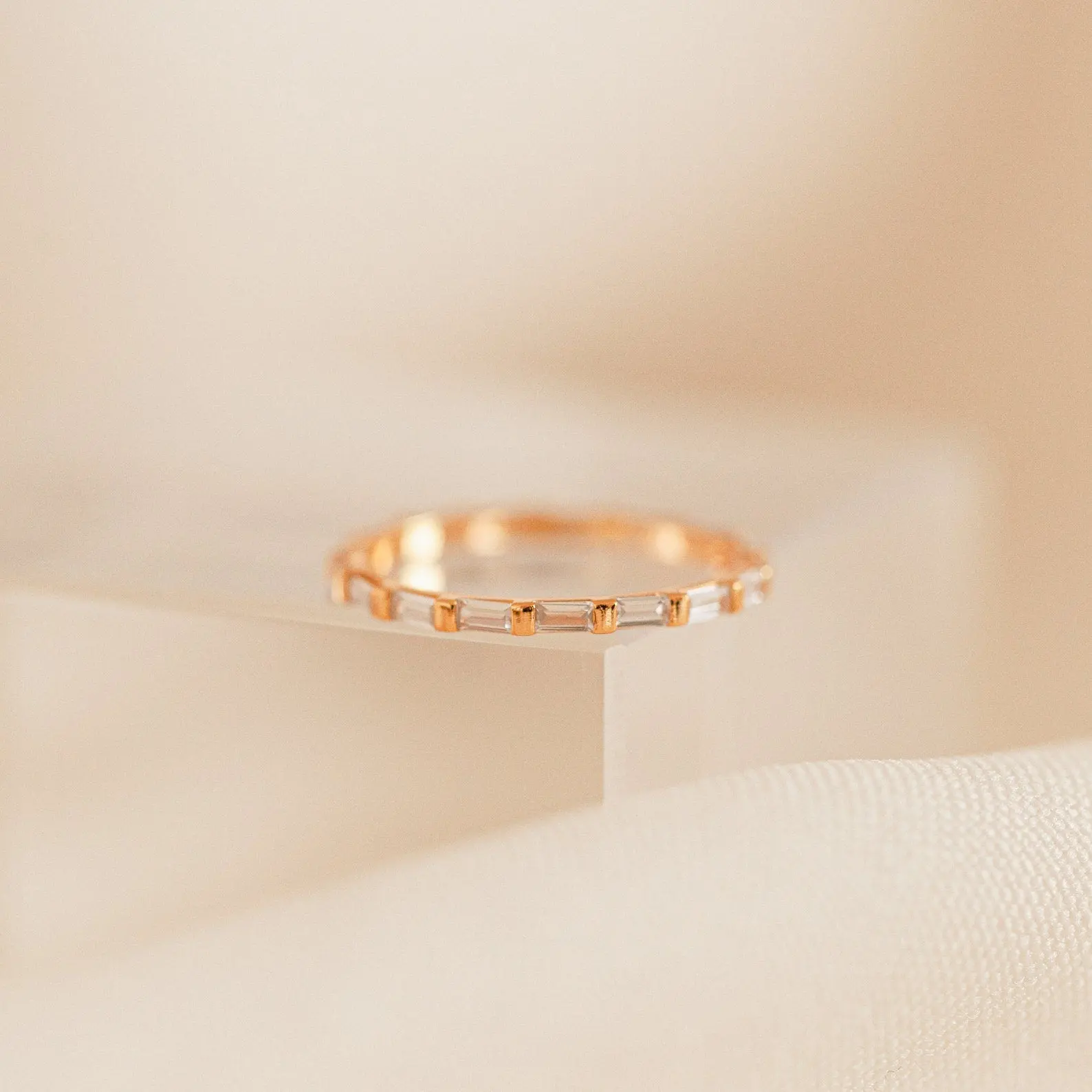 Baguette Eternity Ring by Caitlyn Minimalist - Dainty Diamond Engagement Ring in Gold - Minimalist Jewelry - Bridesmaid Gifts