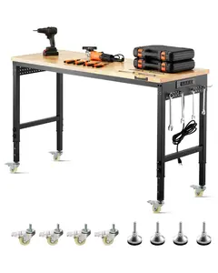 60-Inch Mobile Workbench On Wheels With Adjustable Height, Built-In Power Outlet, Pegboard And Tool Storage, Heavy-Duty Steel Frame, Locking Casters, Rolling Workshop Table For Garage, Shop Or Industrial Use