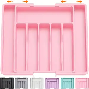 Set of 1/3pcs Silverware Drawer Organizer, Divided Compartments, Expandable Utensil Tray for Kitchen, BPA Free Flatware and Cutlery Holder, Adjustable Plastic Storage for Spoons Forks Knives
