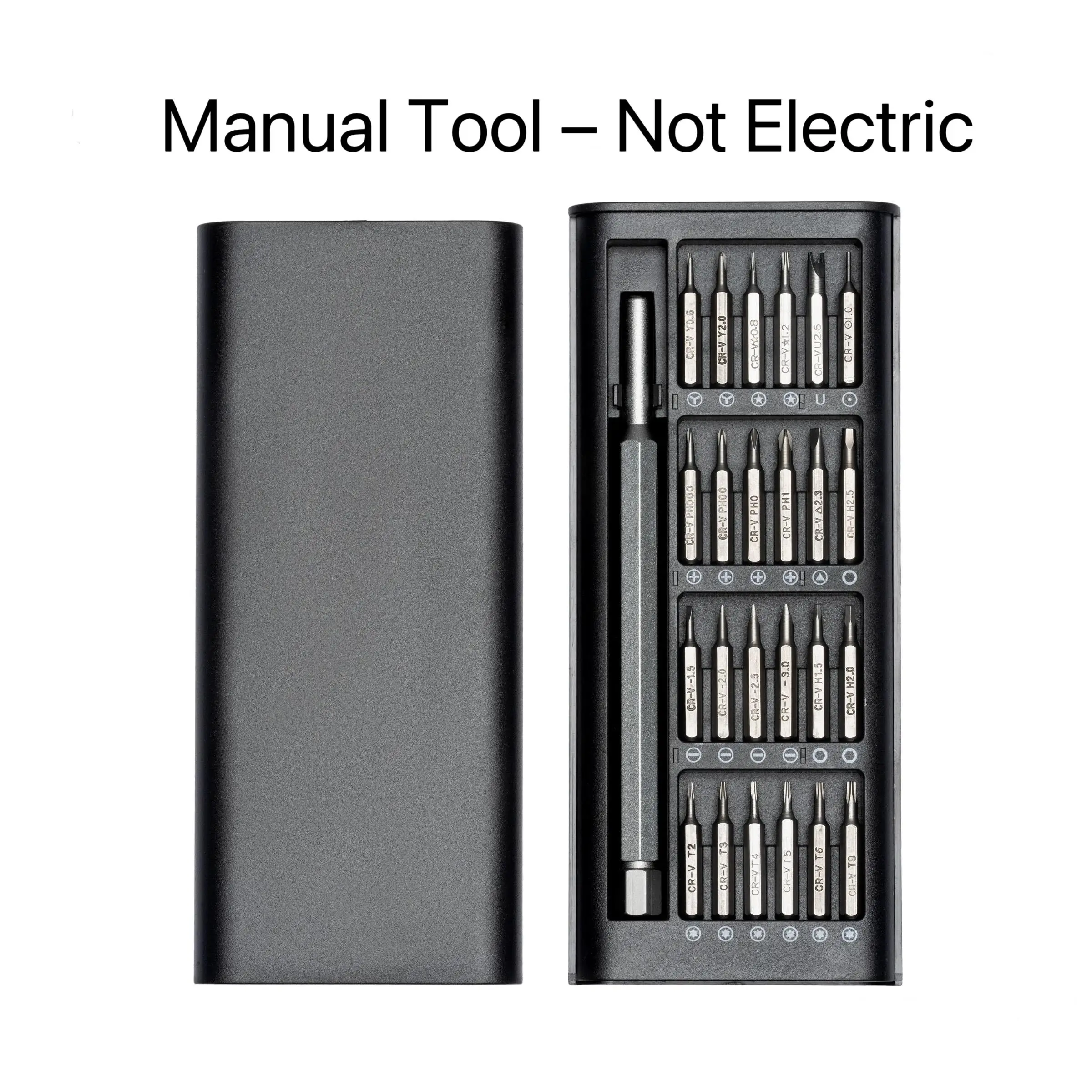 (Non-Electric)24-in-1 Mini Screwdriver (Non-Electric)Set – Manual (Non-Electric)for Phones, Laptops, Glasses, Toys & Household Repair