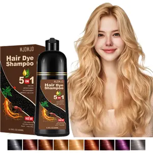Blonde Brown 5-in-1 Hair Dye Shampoo, Golden Brown Hair Color for Gray Hair, Herbal Long-Lasting Coloring Shampoo, Easy Home Use for Women & Men, 200ml