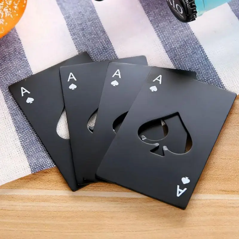 Creative Playing Card Shaped Bottle Opener, 1 Count Poker Card Design Iron Bottle Opener, Multi-functional Bottle Cap Remover for Home Kitchen Pub Ba