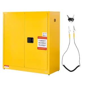 VEVOR Flammable Cabinet, 43.0x 18.1x 46.4 Inch, 29 Gallon Flammable Storage Cabinet with Adjustable Shelf, Cold-Rolled and Galvanized Steel Fire Cabinets, for Commercial Industrial Home Use, Yellow
