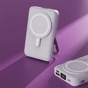 Spring Sale Magnetic Wireless Portable Charger, Foldable 5000mAh Battery Pack with USB-C Cable for iPhone 16/15/14/13/Pro/Mini/ProMax, Fast Charging Source. Easter Gift 2025