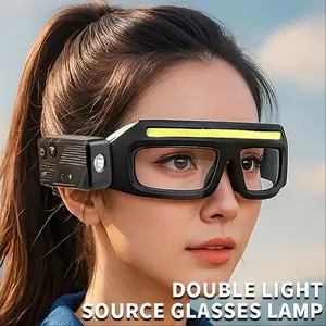 Multifunctional Wearable Headlamp, Ultra-Bright LED Induction Lamp, Safety Glasses with Portable Rechargeable Headlight, Ideal for Camping Hiking Fishing Riding, USB Rechargeable Headlamp