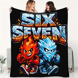 SIX SEVEN Fire & Ice Characters Blanket, Dynamic Flannel Throw Blanket, Cozy Warm Blanket for Home Decor, Camping Adventures, Office Comfort, Fun Gift for All Ages!