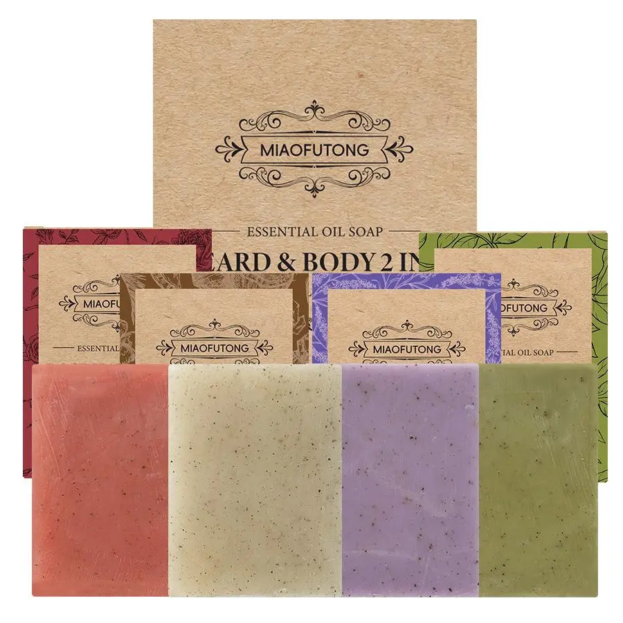 Lavender Frosted Granular Soap, Rose Plant Essential Oil Handmade Soap, Rose, Coconut, Tea Tree, Men'S And Women'S Strong Decontamination Body Soap, Kraft Paper Wrapped With A Texture And Ritual Feel, Suitable For Gift Skin Repair body hygiene products