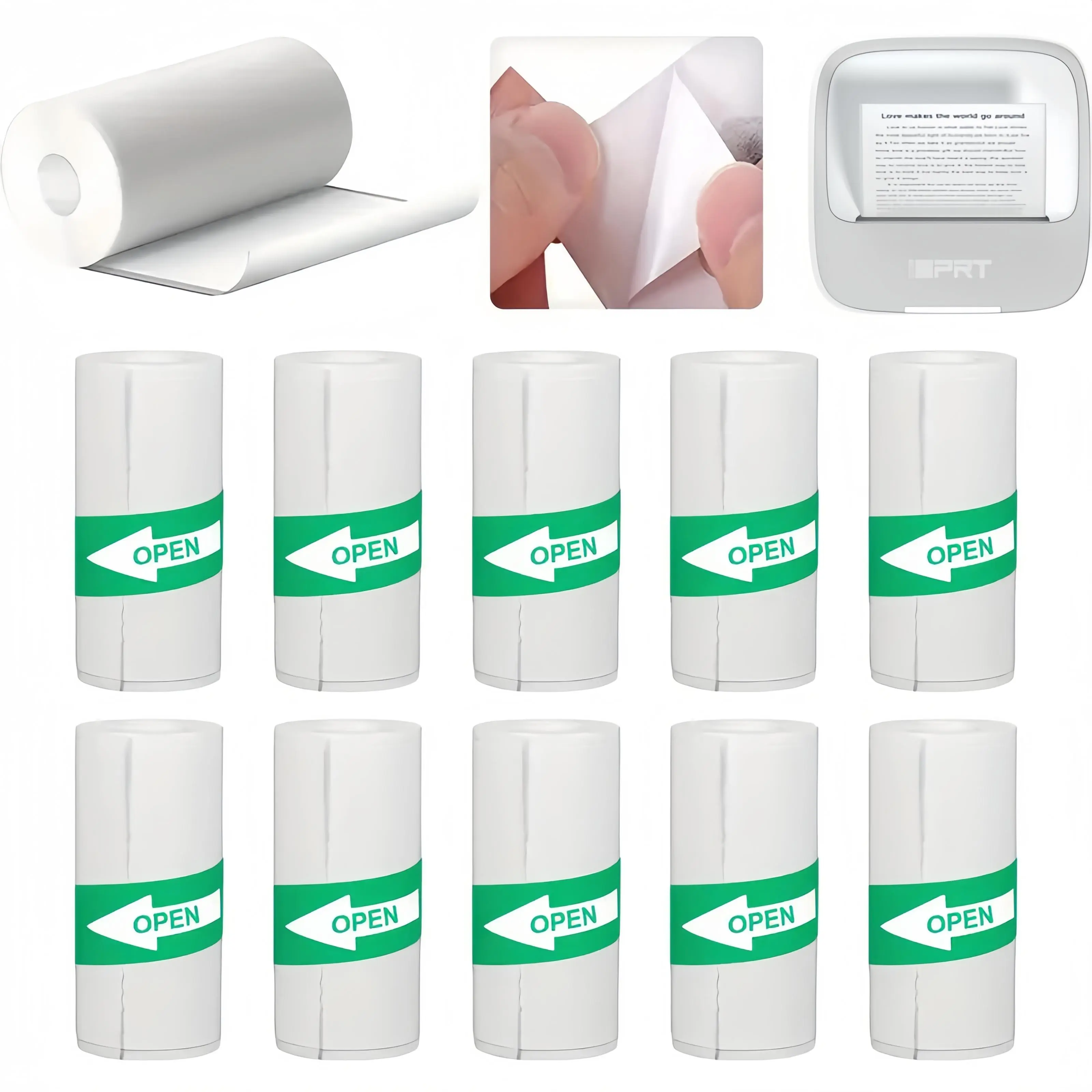 iDPRT White Mini Thermal Decal Sticker Paper Refill Pack of 3 Rolls (57x25mm/2.2" Width) - Office Stationery Supplies for 57mm Mini Portable Printers, Decal Stickers