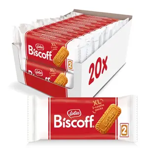 Caramelized Biscuit Cookie Snack, Dispenser Box (20 sleeves of 2 extra large cookies) Vegan, 0.9 Ounce (Pack of 20)