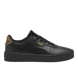 PUMA Womens Carina 3.0 Animal Flair Lace Up Sneakers Shoes Casual - Black