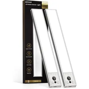 10inch Under Cabinet Lighting, LED Motion Sensor Light Indoor, 2400mAh USB Rechargeable Closet Lights, Dimmable & Magnetic Wireless Under Counter Lights for Kitchen, Pantry, Stairs (2 Pack)