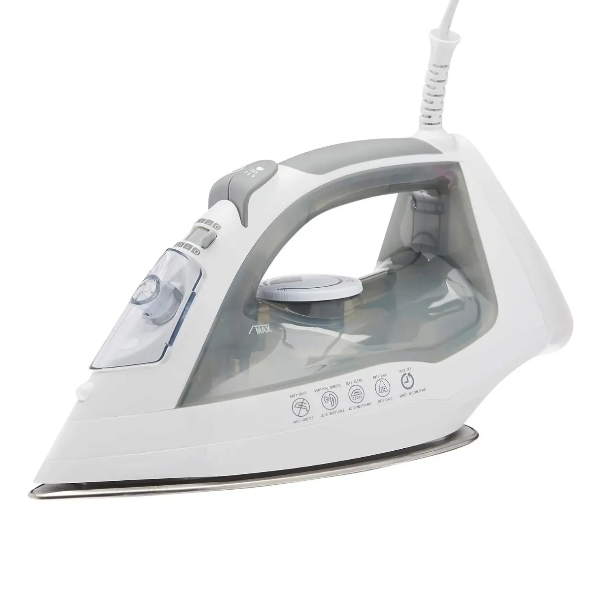 1700-Watt Stainless Steel Soleplate Steam Iron in Gray Color, 1.62ft Length