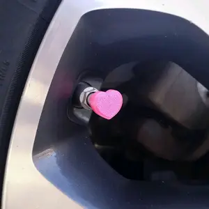 Cute Pink Glitter Heart Valve Stem Caps for Cars, JDM, Bicyles and Motorcycles