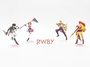 Good Smile Company RWBY Team JNPR Acrylic Standee Set - Jaune Nora Pyrrha Ren Art Toy Collectible Figures 4.5 Inches Nendoroid Series with Mini-Ghosts