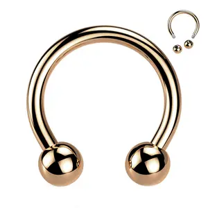 Externally Threaded Horseshoe Design 14 Gauge ASTM F136 Implant-Grade Titanium Rose Gold Septum Ring