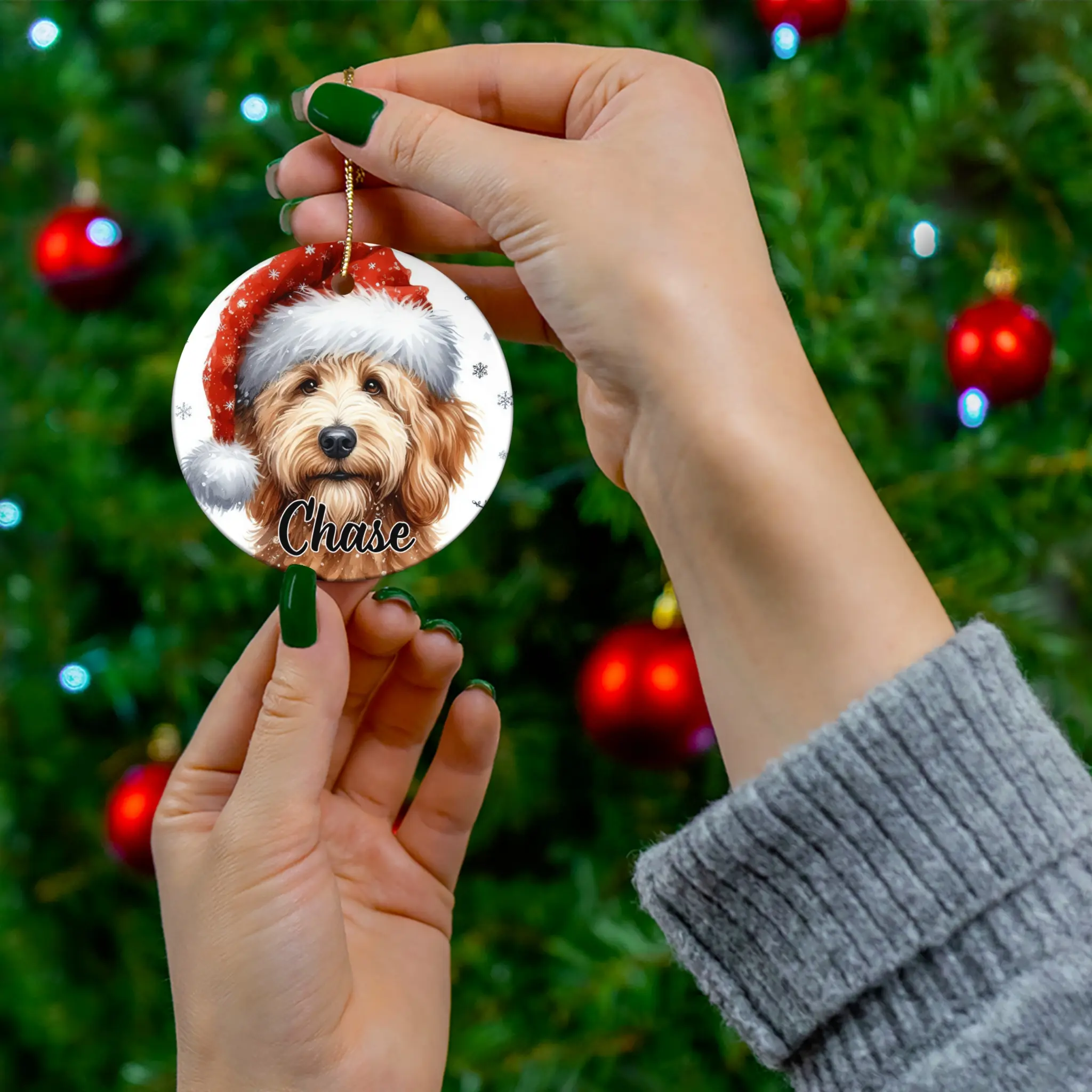 Ceramic Customizable Dog Ornament, Dog Lover Gift, Personalized Pet Ornament, Custom Dog Christmas Decoration, Holiday Gift Idea Glossy